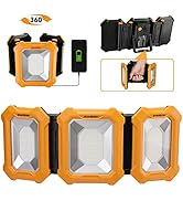 EverBrite 3000 Lumen LED Rechargeable Work Light, Folding Portable Flood Light with Two 180° Adju...
