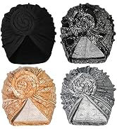 Stretch Turban Hats for Women - African Knot Headwraps Soft Pre Tied Bonnet Hair wrap Pretied for...