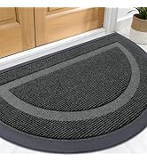 OLANLY Half Circle Door Mat Indoor Outdoor Entrance Welcome, Waterproof All-Season, All-Weather D...