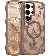 GUAGUA for Samsung Galaxy S26 Ultra Case, Magnetic Cases Cute Butterfly Pattern Wavy Edge Full Ca...