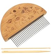 Angoily Weaving Comb Set, Wood Knitting Loom Tool with Large Eye Needle and Crochet Hook for Tape...