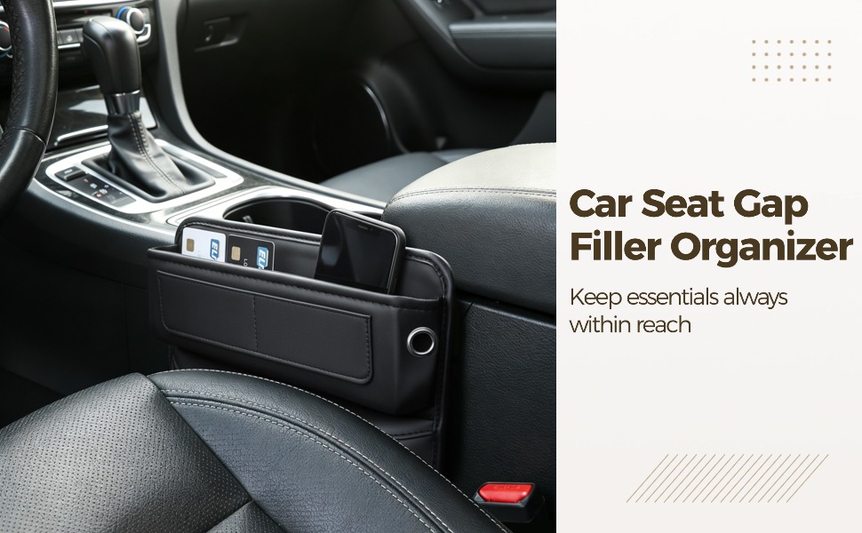 Car Seat Gap Filler Organizer,Center Console Organizer,Excellent Leather Car Organizer