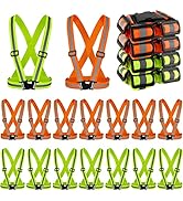 Hercicy 20 Pcs Reflective Vest High Visibility Safety Vests, Adjustable Running Gear Straps Light...