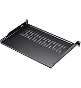Rack Shelf 1U Vented Server Rack Mount Cantilever Tray, 50 lbs, 12 inches Deep, Black