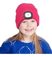 CENSGO Beanie with Light for Kids, LED Flashlight Knitted Cap Warm Hat with Light, Christmas Stoc...