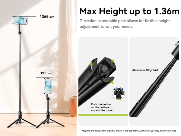 ULANZI 54'' Magnetic Selfie Stick Tripod Pro, All-in-One Phone Tripod w Magnetic Phone Holder