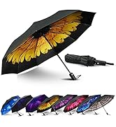 LLanxiry Compact Travel Umbrella, Windproof UV Protection Mini Folding Umbrellas for Rain Small P...