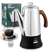 APOXCON Electric Coffee Percolator Stainless Steel Coffee Maker with Two Heat Resistant Glass Kno...