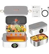 Electric Lunch Box for Adults,1L Large Capacity Self-Heating Quickly,Battery-Powered Food Warmer,...