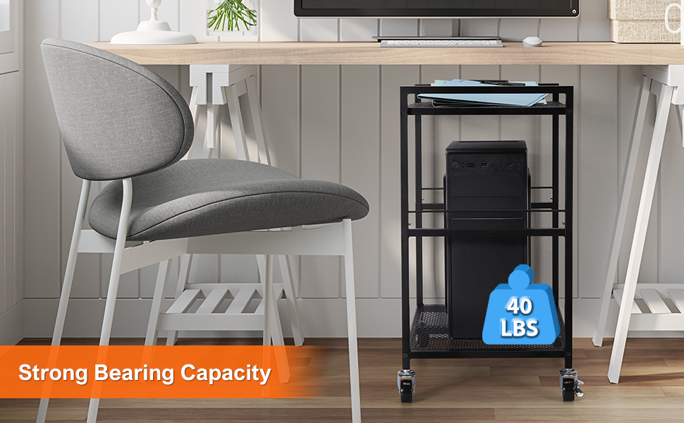 Printer Stand Printer Cart for Storage, Printer Table Multifunctional Metal Utility Shelves