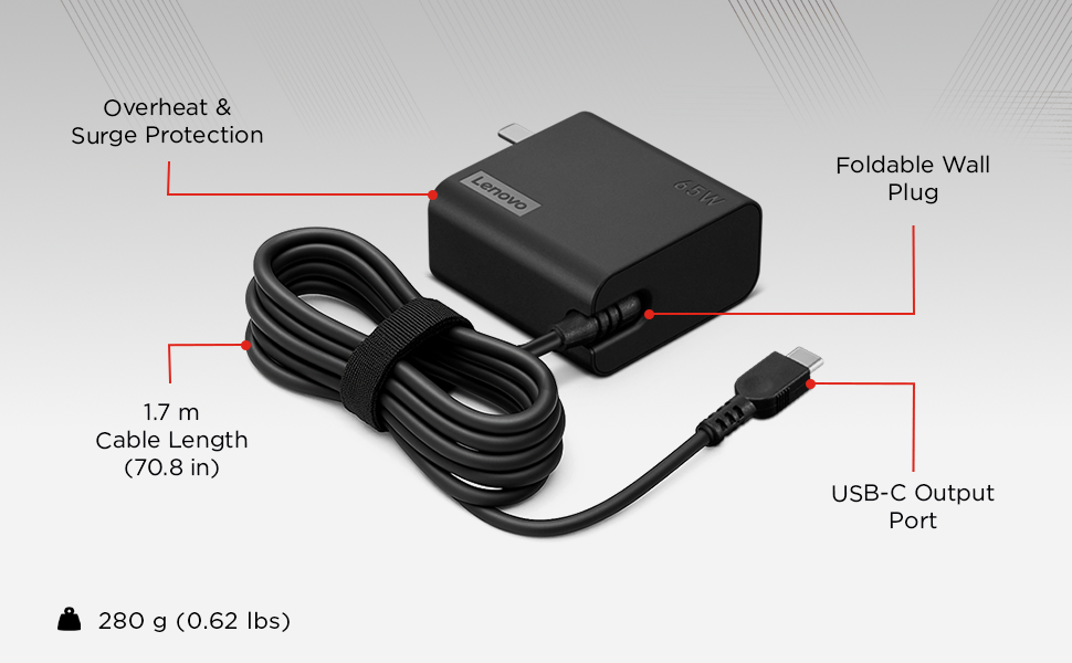 B0C86H4FNG Lenovo 65W USB-C Wall Adapter