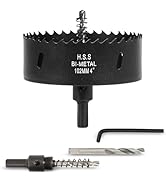 VIKITON 4 Inch Hole Saw with Arbor for Wood Metal Plastic, 4 in Bimetal Hole Cutter, Fast Chip Re...