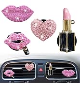 Pink Lips Air Vent Clips, 4 Pcs Sexy Lips Kiss Heart Shape Car Air Fresheners for Women Charms Rh...
