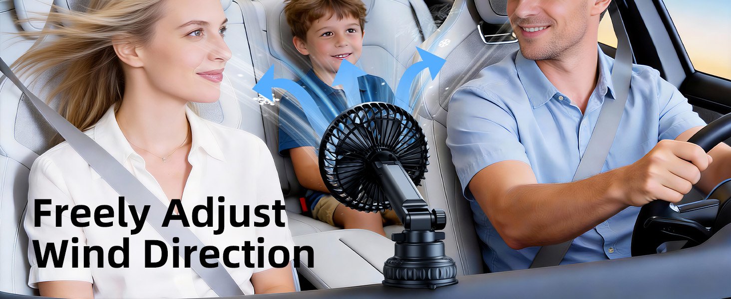 Nauttxon 4000mah Multi-Function Suction Cup Car Fan