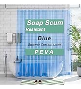 AmazerBath Shower Curtain Liner, 72x72 Transparent Blue Shower Curtain Liner, Lightweight Plastic...