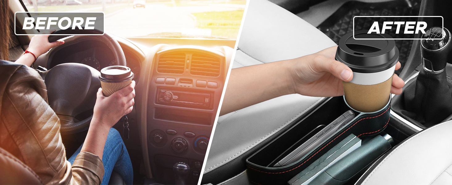 Seat Gap Filler Organizer With Cupholder
