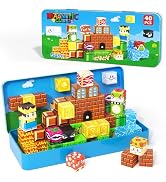 Magnetic Blocks Travel Toys with Portable Metal Tin - STEM Magnet Building Blocks Toddler Toys fo...