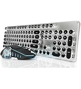 EWEADN TK950 Typewriter Mechanical Keyboard and Mouse, 104 Keys Aesthetic Typewriter Keyboard Mou...