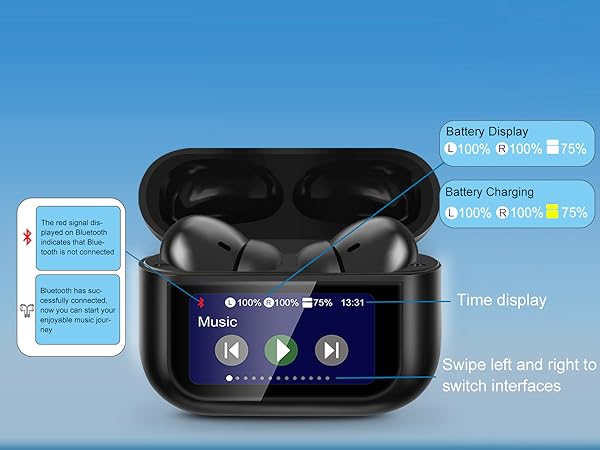 led touch screen earbuds