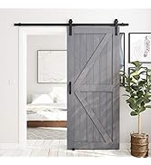 SMARTSTANDARD 36in x 84in Sliding Barn Door with 6.6ft Barn Door Hardware Kit &amp; Handle, Pre-Drill...