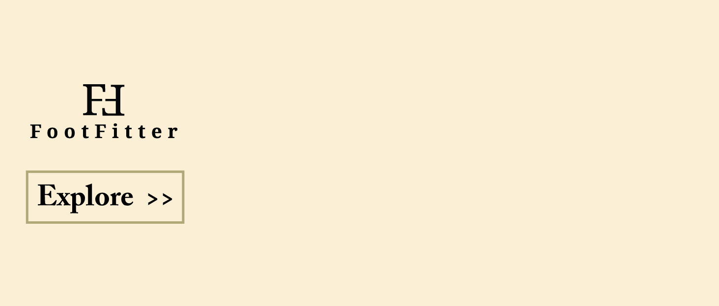 footfitter logo and tan background inviting viewer to scroll