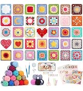 Katech Crochet Kit for Beginners, 50 Pattern Granny Squares Crochet Kits for Adults Kids Beginner...