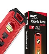 KATA Torpedo Level Magnetic with Light: 9 Inch Shockproof Small Leveler Tool with Ruler - 3 Bubbl...