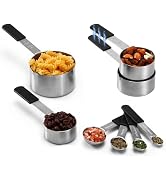 Magnetic Measuring Cups and Spoons Set, Stainless Steel Kitchen Tools with Ergonomic Handles, Sta...