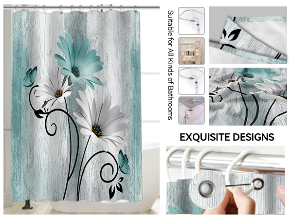 bathroom set with shower curtain