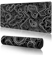 Topographic Gaming Mouse Pad Large Desk Mat,Black Mouse Pad Gaming Desk Pad,31.5 x 11.8 Keyboard ...