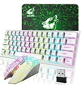 Wireless Gaming Keyboard and Mouse Combo,61 Key Rainbow Backlit Keyboard with Rechargeable 4000mA...