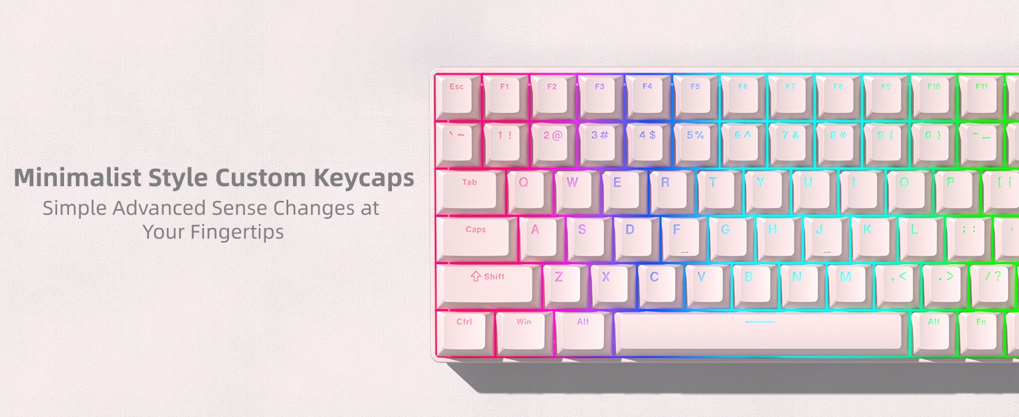Womier Pink Shine Through Keycaps, PBT Keyboard Keycaps Cherry Profile, Custom Keycap