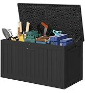 Devoko 240 Gallon Double-Wall Deck Box with Divider, Side Handles, Resin Outdoor Large Storage Bo...
