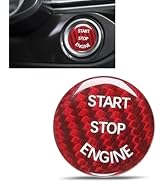 Arwrilt Car Push Start Button Cover, Carbon Fiber Engine Start Button Cover, Start Stop Button Co...