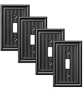 DEWENWILS 4-Pack Black Outlet Covers &amp; Switch Plates — Decorative Metal Wall Plates for Toggle Li...