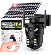 HOAYVKJ 3K Solar Security Camera Wireless,270°Pan 90°Tilt Auto Tracking,WiFi Cam,PIR&amp;AI Human Det...