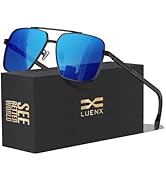 LUENX Polarized Square Aviator Sunglasses for Men,Trendy Retro Oversized Rectangular Frame UV400 ...