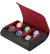 HUYUTAWE 6 Slots Watch Case - Luxury Watch Roll 6 Slots Travel Box Recycled Leather Storage and D...
