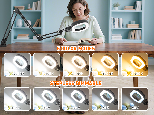 Color brightness and lighting adjustment magnifying glass with light esthetician magnifying lamp