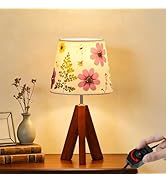 Floresita Dried Flowers Tripod Table Lamp 14.56in, 9W LED Dimmable Cute Bedside Lamp with Flowers...