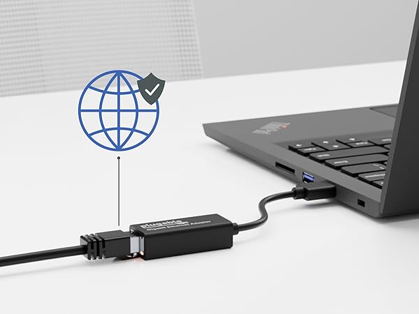 USB to Ethernet Adapter: Wired Gigabit speeds via USB, powered by ASIX AX88179