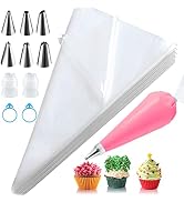 firstake Large Piping Bags 100pcs - 16 Inch Disposable Piping Bags and Tips Set, Thickened Plasti...