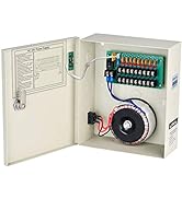 EVERSECU 9 Channel AC 24V 5 Amp Reset Fuse CCTV DC Distributed Power Box with AC Plug and Lock fo...