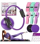 Goocrun Pilates Ring Set Exercise Equipment with Fabric Resistance Bands Set, Pilates Ball, Slidi...