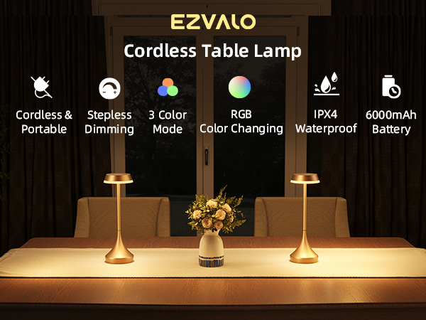 cordless table lamps rechargeable