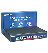 YuanLey 8-Port 10G Ethernet Switch, 6 x 10Gbps RJ45 Ports, 2X 10Gbe SFP+ Ports, Support 10G/5G/2....