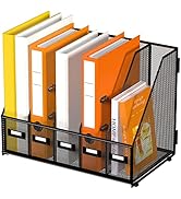 DALTACK Desk Organizers Metal Magazine File Holder with 5 Vertical Compartments Folder Storage Bi...