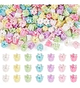 Sparkeads 200 Pcs Acrylic Pearl Light Flower Beads Imitation Pearl Beads Orchid Beads Charms for ...