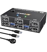 8K Displayport KVM Switch 2 Monitors 2 Computers 8K@30Hz 4K@144Hz,MLEEDA Dual Monitor KVM Switche...