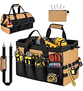 Tool Bag,16-Inch Heavy Duty Tool Bags for Men,27 Pockets Tool Box Organizer Storage,Wide Mouth To...